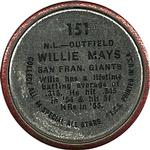 1964 Topps - Coins #151 Willie Mays Back