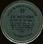 1964 Topps - Coins #33 Eddie Mathews Back