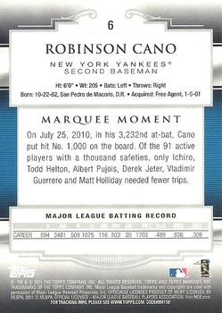 2011 Topps Marquee #6 Robinson Cano Back