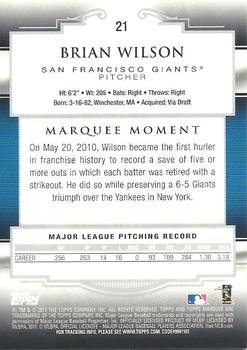 2011 Topps Marquee #21 Brian Wilson Back