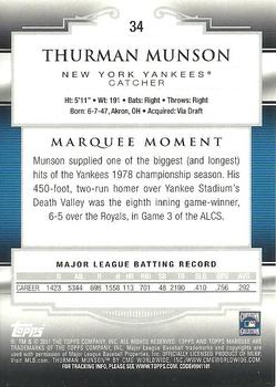 2011 Topps Marquee #34 Thurman Munson Back