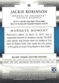 2011 Topps Marquee #45 Jackie Robinson Back