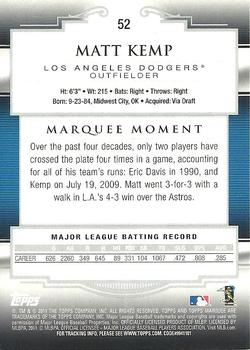 2011 Topps Marquee #52 Matt Kemp Back