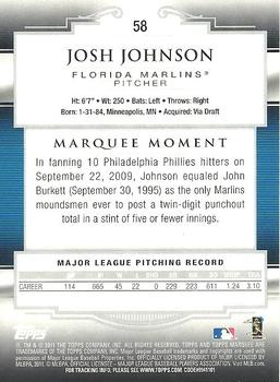 2011 Topps Marquee #58 Josh Johnson Back