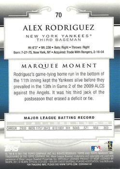 2011 Topps Marquee #70 Alex Rodriguez Back