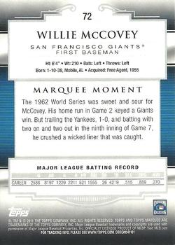 2011 Topps Marquee #72 Willie McCovey Back