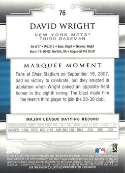 2011 Topps Marquee #76 David Wright Back