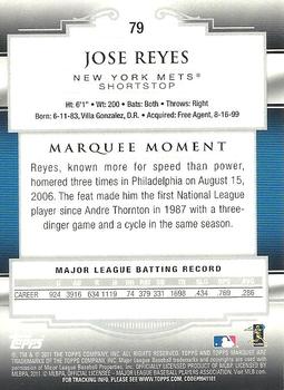 2011 Topps Marquee #79 Jose Reyes Back