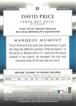 2011 Topps Marquee #81 David Price Back