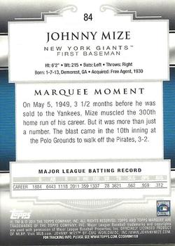 2011 Topps Marquee #84 Johnny Mize Back