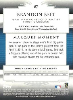2011 Topps Marquee #87 Brandon Belt Back