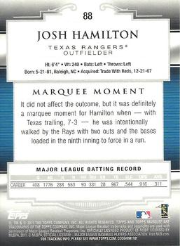2011 Topps Marquee #88 Josh Hamilton Back