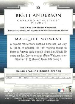 2011 Topps Marquee #92 Brett Anderson Back