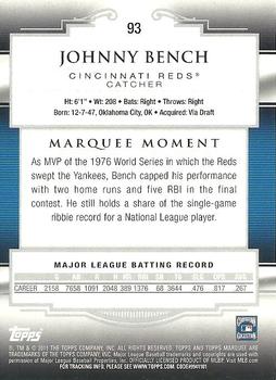 2011 Topps Marquee #93 Johnny Bench Back