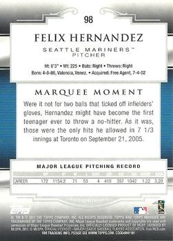 2011 Topps Marquee #98 Felix Hernandez Back