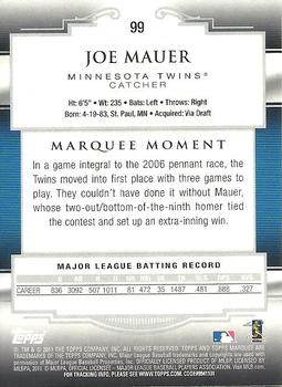 2011 Topps Marquee #99 Joe Mauer Back