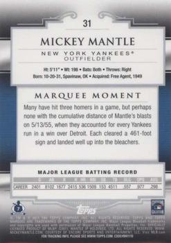 2011 Topps Marquee #31 Mickey Mantle Back
