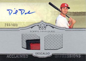 2011 Topps Marquee - Acclaimed Impressions Dual Relic Autographs #AID-44 Daniel Descalso Front