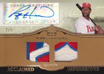 2011 Topps Marquee - Acclaimed Impressions Dual Relic Autographs Gold #AID-20 Ryan Howard Front