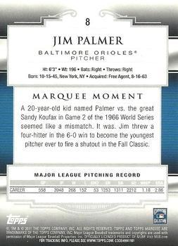 2011 Topps Marquee - Blue #8 Jim Palmer Back