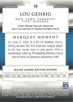 2011 Topps Marquee - Blue #19 Lou Gehrig Back