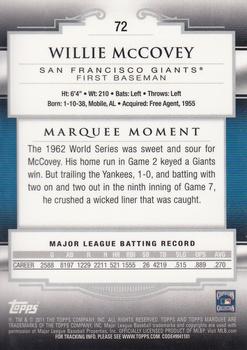 2011 Topps Marquee - Blue #72 Willie McCovey Back