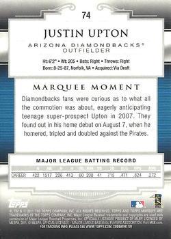 2011 Topps Marquee - Blue #74 Justin Upton Back
