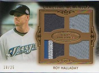 2011 Topps Marquee - Gametime Mementos Quad Relics Gold #GMQR-10 Roy Halladay Front