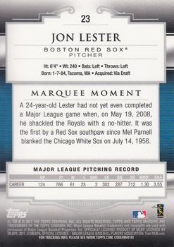 2011 Topps Marquee - Gold #23 Jon Lester Back