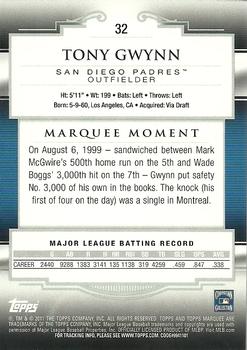 2011 Topps Marquee - Gold #32 Tony Gwynn Back
