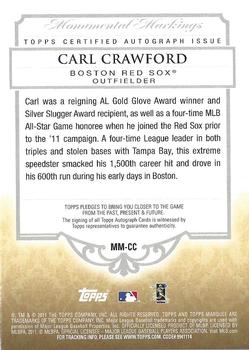 2011 Topps Marquee - Monumental Markings Autographs #MM-CC Carl Crawford Back