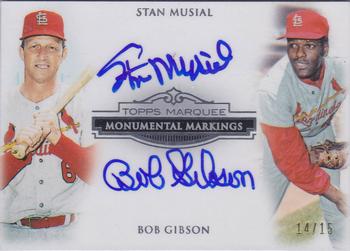 2011 Topps Marquee - Monumental Markings Autographs Dual #MMD-MG Stan Musial / Bob Gibson Front
