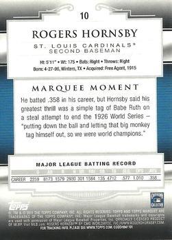 2011 Topps Marquee - Red #10 Rogers Hornsby Back
