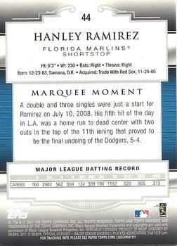 2011 Topps Marquee - Red #44 Hanley Ramirez Back