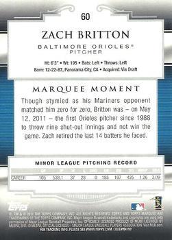 2011 Topps Marquee - Red #60 Zach Britton Back