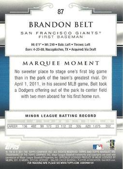 2011 Topps Marquee - Red #87 Brandon Belt Back