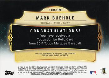 2011 Topps Marquee - Titanic Threads #TTJR-109 Mark Buehrle Back