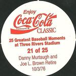 1995 Coca-Cola Pittsburgh Pirates Pogs SGA #21 Danny Murtaugh / Joe Brown Back