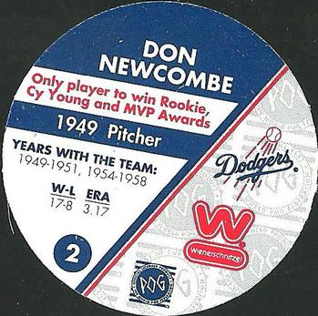 1995 Weinerschnitzel Dodgers Rookie of the Year Pogs #2 Don Newcombe Back