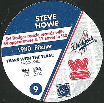 1995 Weinerschnitzel Dodgers Rookie of the Year Pogs #9 Steve Howe Back