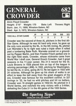 1993 Conlon Collection TSN #682 General Crowder Back