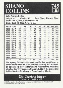 1993 Conlon Collection TSN #745 Shano Collins Back