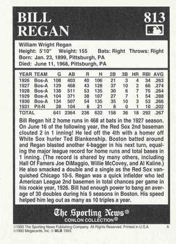 1993 Conlon Collection TSN #813 Bill Regan Back