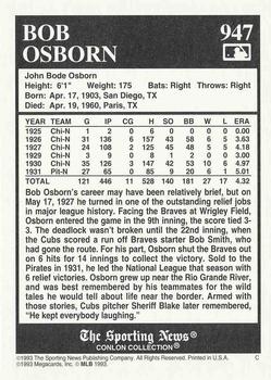 1993 Conlon Collection TSN #947 Bob Osborn Back