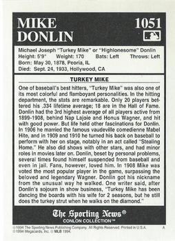 1994 Conlon Collection TSN #1051 Mike Donlin Back
