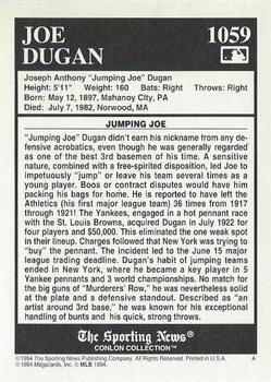 1994 Conlon Collection TSN #1059 Joe Dugan Back