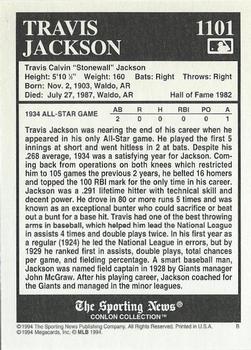 1994 Conlon Collection TSN #1101 Travis Jackson Back