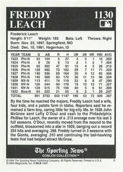 1994 Conlon Collection TSN #1130 Freddy Leach Back