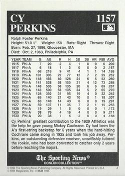 1994 Conlon Collection TSN #1157 Cy Perkins Back