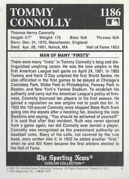 1994 Conlon Collection TSN #1186 Tommy Connolly Back